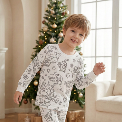Color & Wear Pajama Set + Fabric Markers | Christmas